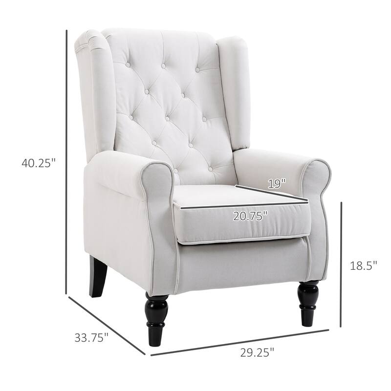 Cream White 29.3" High Back Tufted Accent Chair