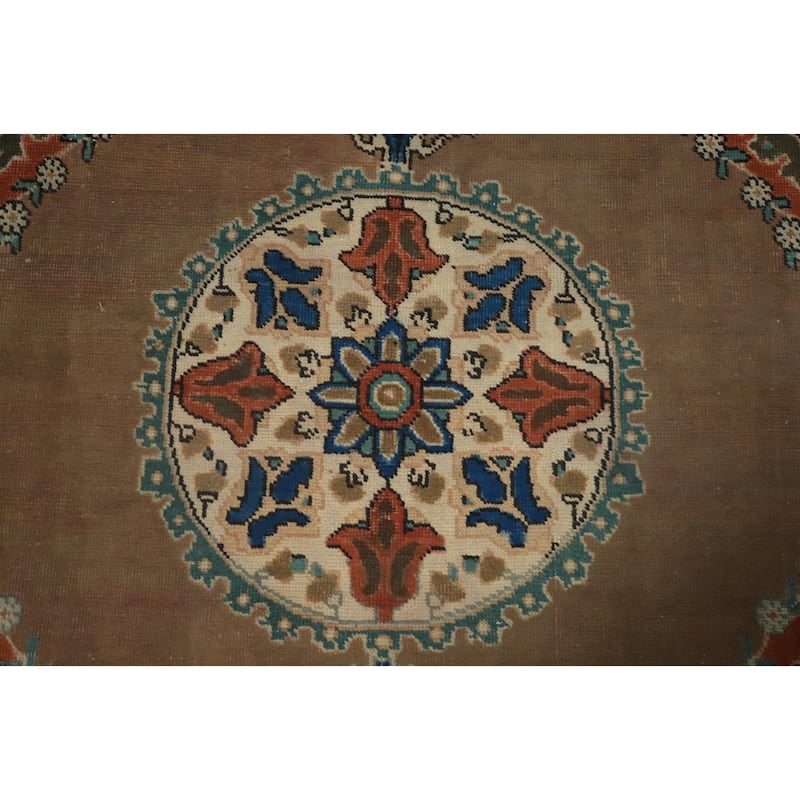 Hand Knotted Oriental 100% Wool Carpet Traditional Medallion Brown Tabriz Area Rug - 5' 11'' X 4' 10''