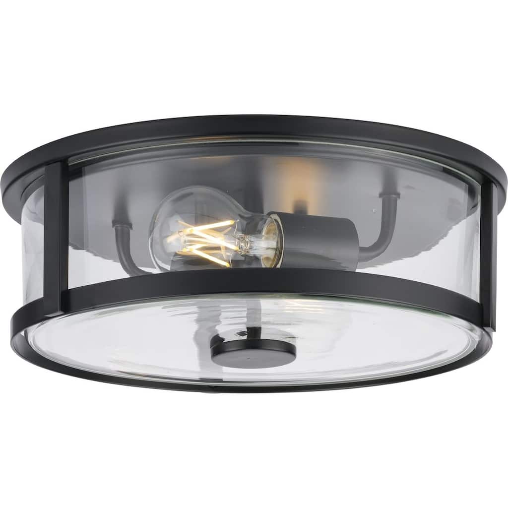 Gilliam Collection 12-5 8 in. Two-Light Matte Black New Traditional Flush Mount - 12.62 in x 12.62 in x 4.37 in
