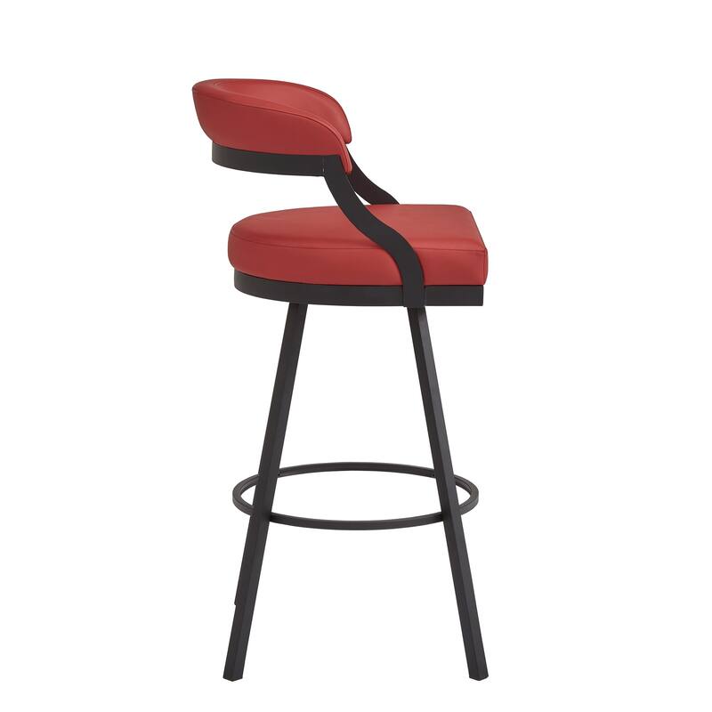 Bacalar Black Finish Metal Vegan Leather Swivel Chair (Set of 2) by iNSPIRE Q Modern