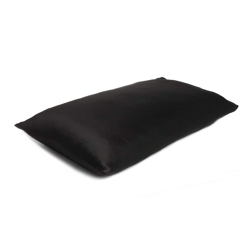 HomeRoots Black Dreamy Set Of 2 Silky Satin Queen Pillowcases