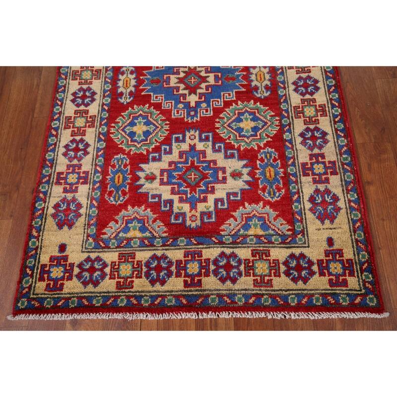 Red Kazak Oriental Foyer Rug Handmade Foyer Wool Carpet - 2'8" x 3'11"