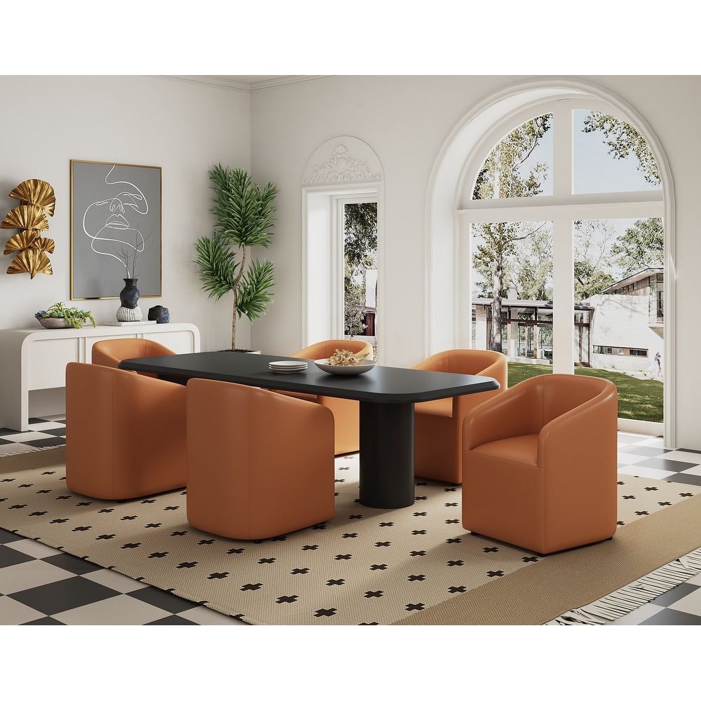 Manhattan Comfort Anna Modern Round Faux Leather Dining Armchair