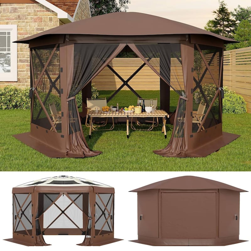 11.8FT Pop Up Gazebo Tent with 6 Removable Wind Panels for Outdoor Events, Camping, Patio, Backyard - N/A