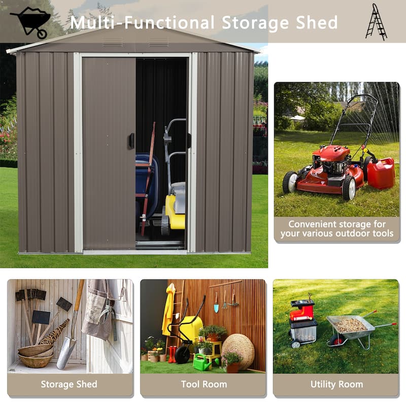 6ft x 5ft Outdoor Metal Storage Shed gray With window