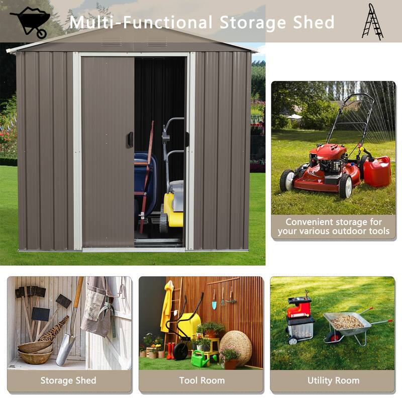 GDF Studio - Quay Outdoor Metal Storage Shed with Window and Galvanized Steel Construction