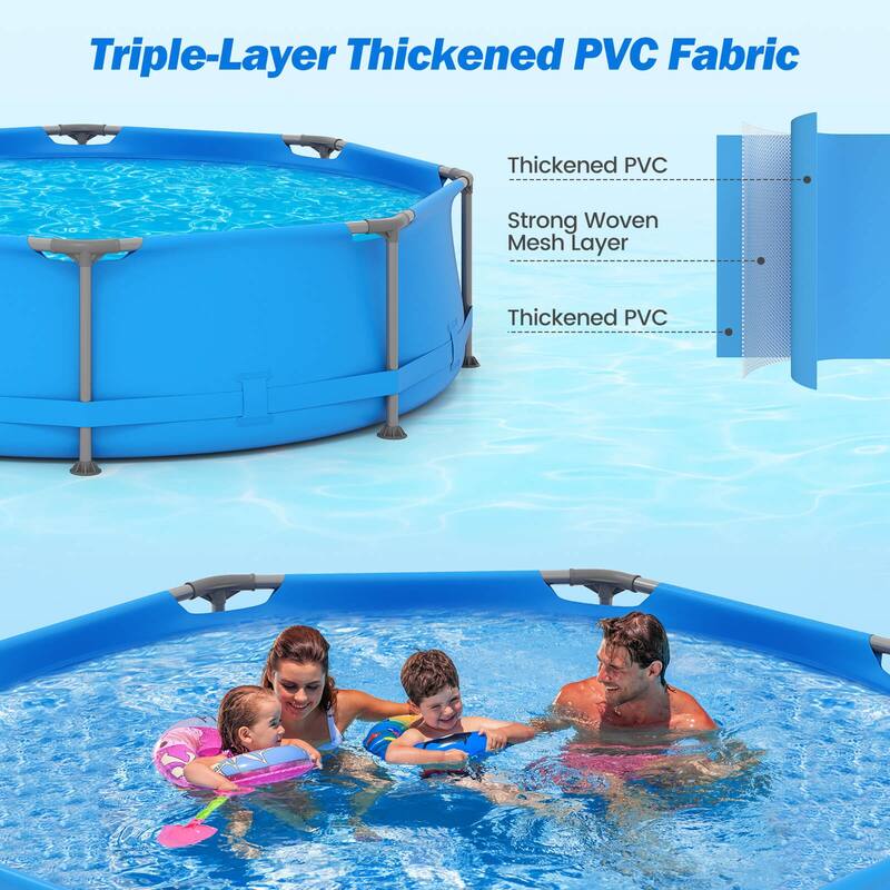 Costway 1158 Gal Outdoor Family Swimming Pool with Metal Frame - See Details