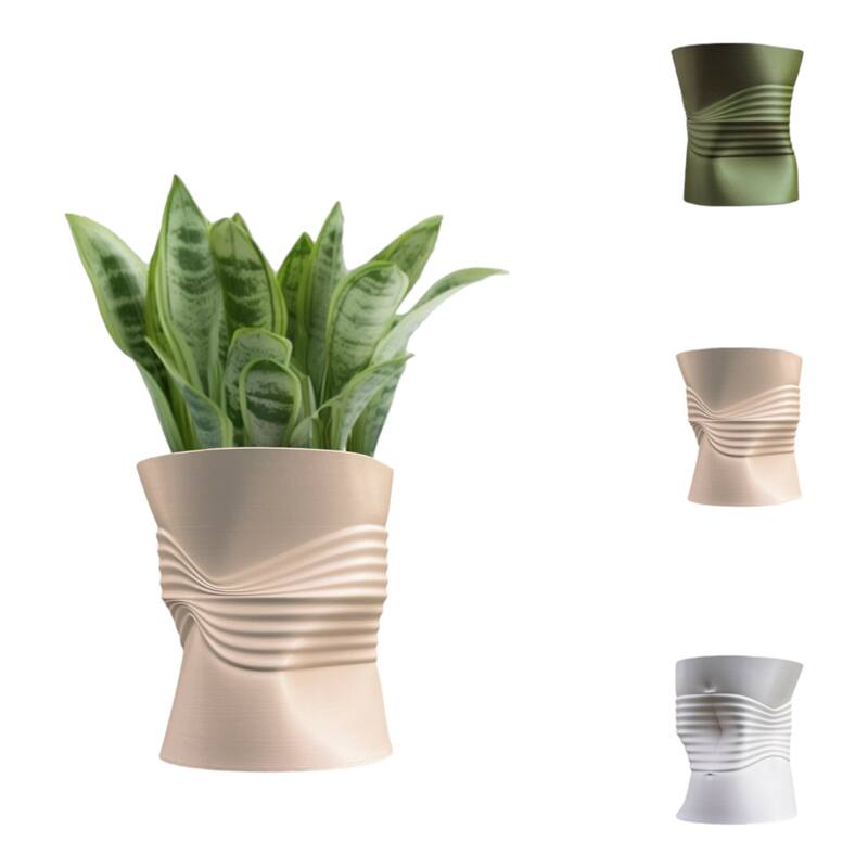 happimess Brent MidCentury Modern Indoor Crushed Can Eco-Friendly 3D Printed Planter with Drainage