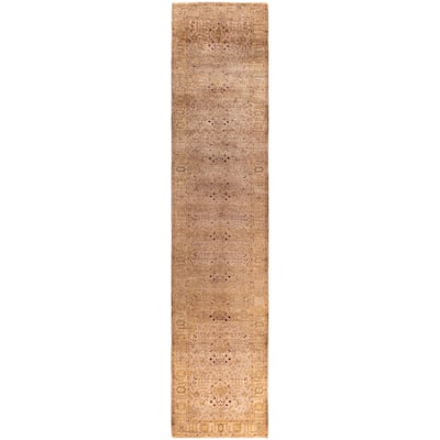 Overdyed One-of-a-Kind Hand-Knotted Runner Rug - Beige - 3' 0" x 14' 1"