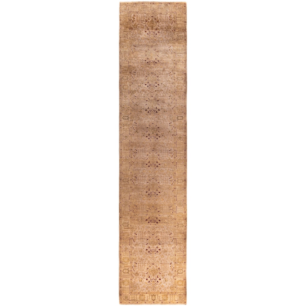 Overdyed One-of-a-Kind Hand-Knotted Runner Rug - Beige - 3' 0" x 14' 1"