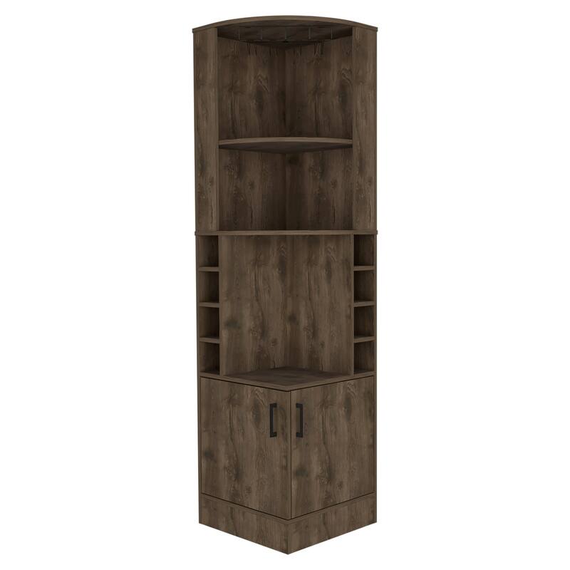 TUHOME Syrah Corner Bar Cabinet with 2-Doors and 8 Cubbies - N/A