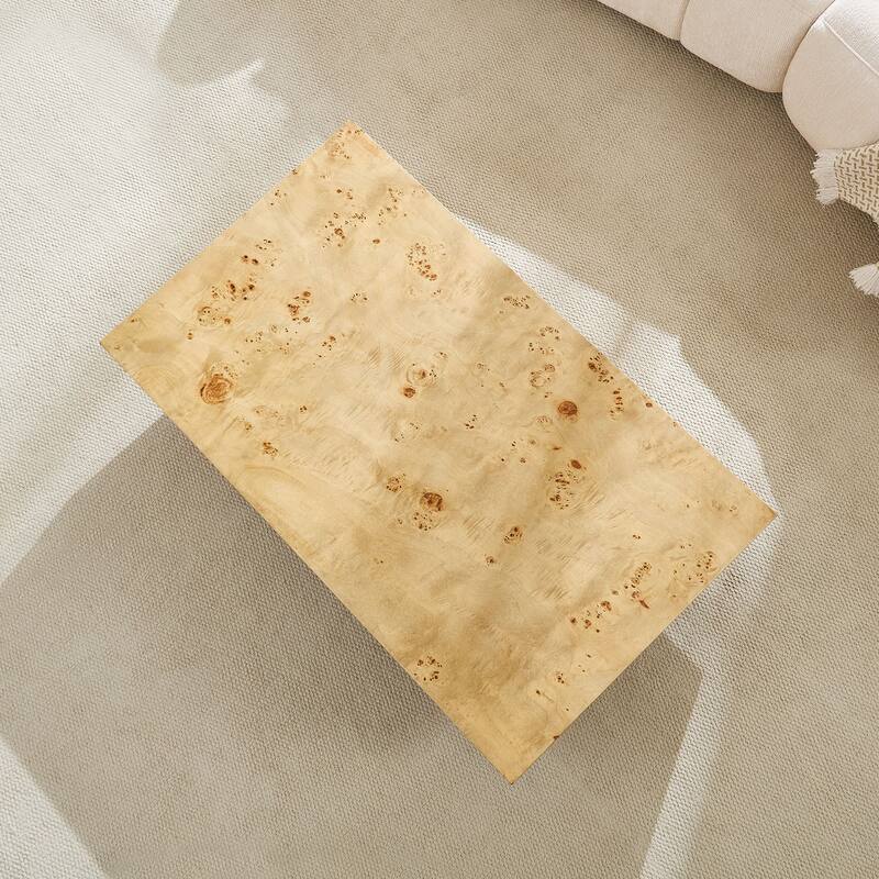 43.31"Burl Wood Veneer Coffee Table,Rectangle Mid-Century Modern Table for Living Room,Coffee Table with Sturdy MDF Pedestal