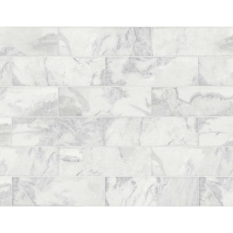 Seabrook Designs Faux Marble Tile Unpasted Wallpaper - 27 in. W x 27 ft. L - Cloudy Sky
