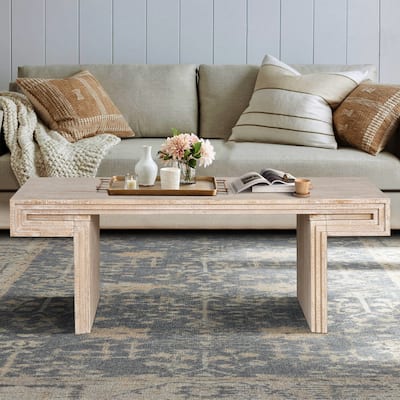American Vintage Industrial Coffee Table, Premium Reclaimed Wood Texture Rectangular Center Table for Living Room, Office