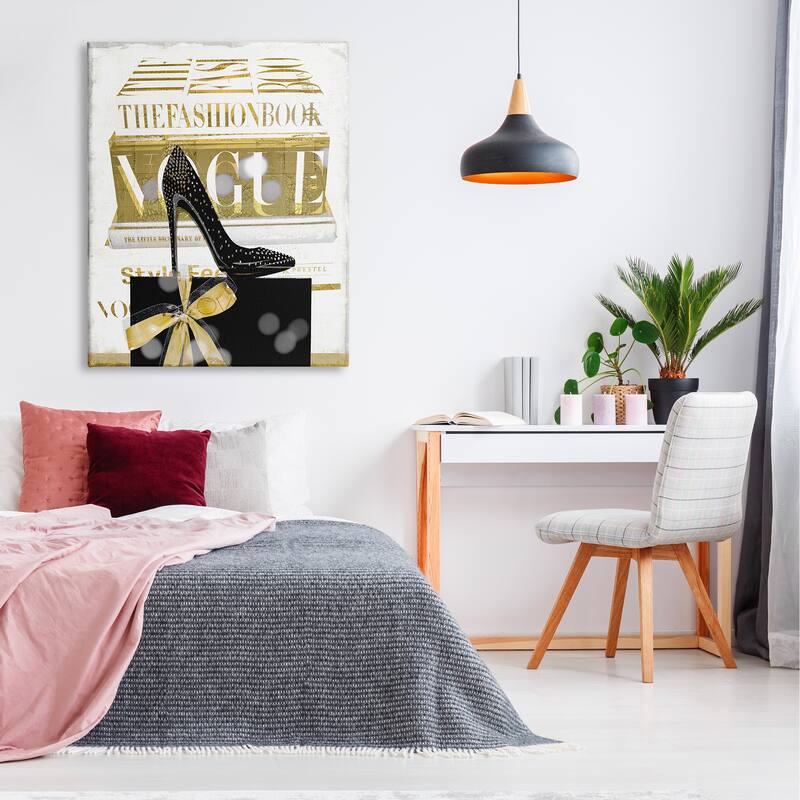Stupell Fashion Books Stacked Glam Heels Canvas Wall Art by Madeline Blake