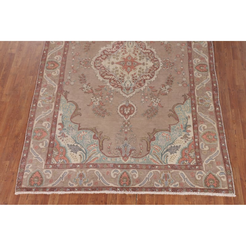 Tabriz Persian Vintage Area Rug Handmade Floral Wool Carpet - 6'4" x 9'11"