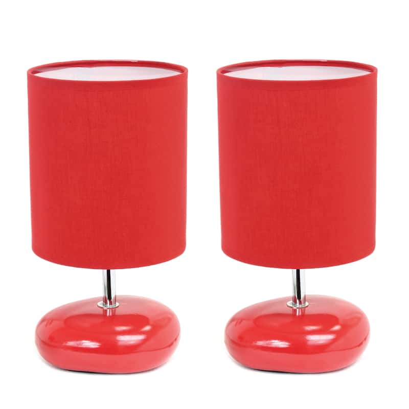 Creekwood Home 10.24" Traditional Mini Round Rock Table Lamp - 10.24 - Red
