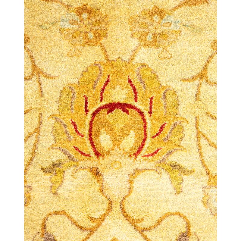 Overton Hand Knotted Wool Vintage Inspired Traditional Mogul Ivory Area Rug - 6' 2" x 8' 10"