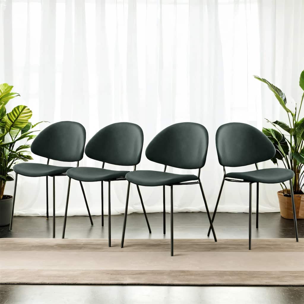 Modern Ergonomic Dining Chair with Slim Metal Legs, Set of 4