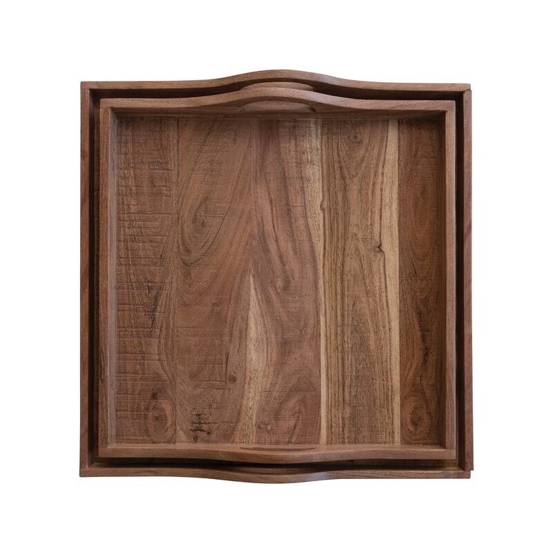 Acacia Wood Trays with Handles