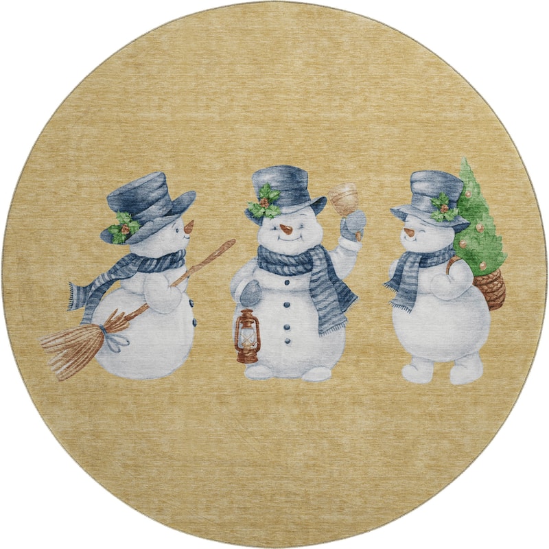 Premium Washable Super Soft Winter Holiday Snowman Mayfield Rug