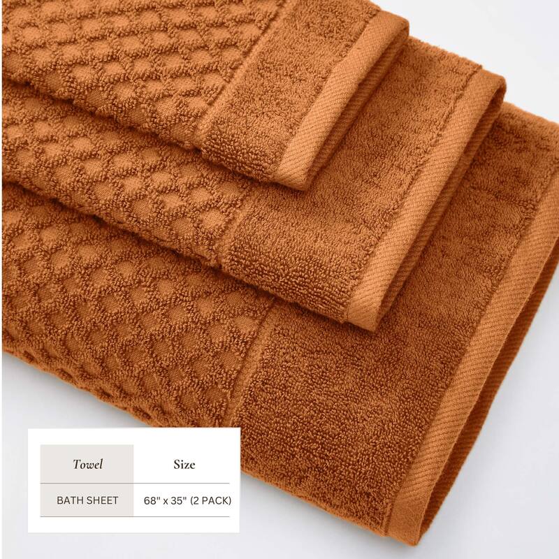 Linery & Co. Cotton Diamond Waffle Texture Bath Towels