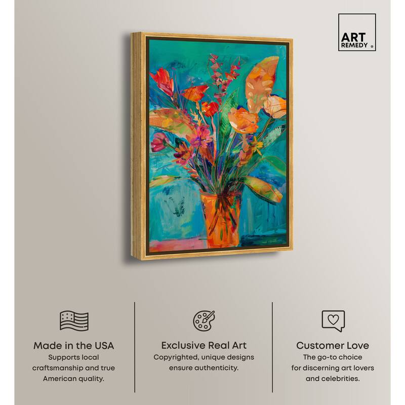 Art Remedy Bold And Bright Flower Vase Framed Flowers In Vase Paintings