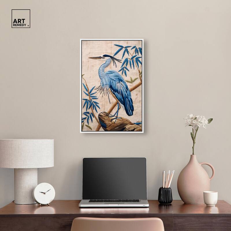 Needlework Heron Canvas by Art Remedy
