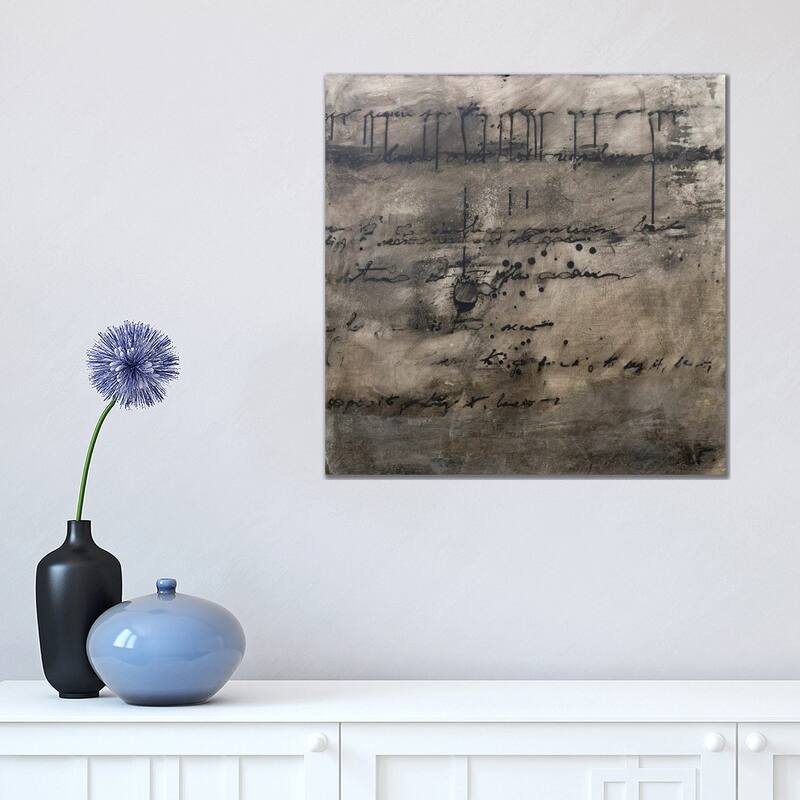 iCanvas "The Writing Is In The Air - Original Black I" by Deb Chaney Canvas Print - 18x18x1.5