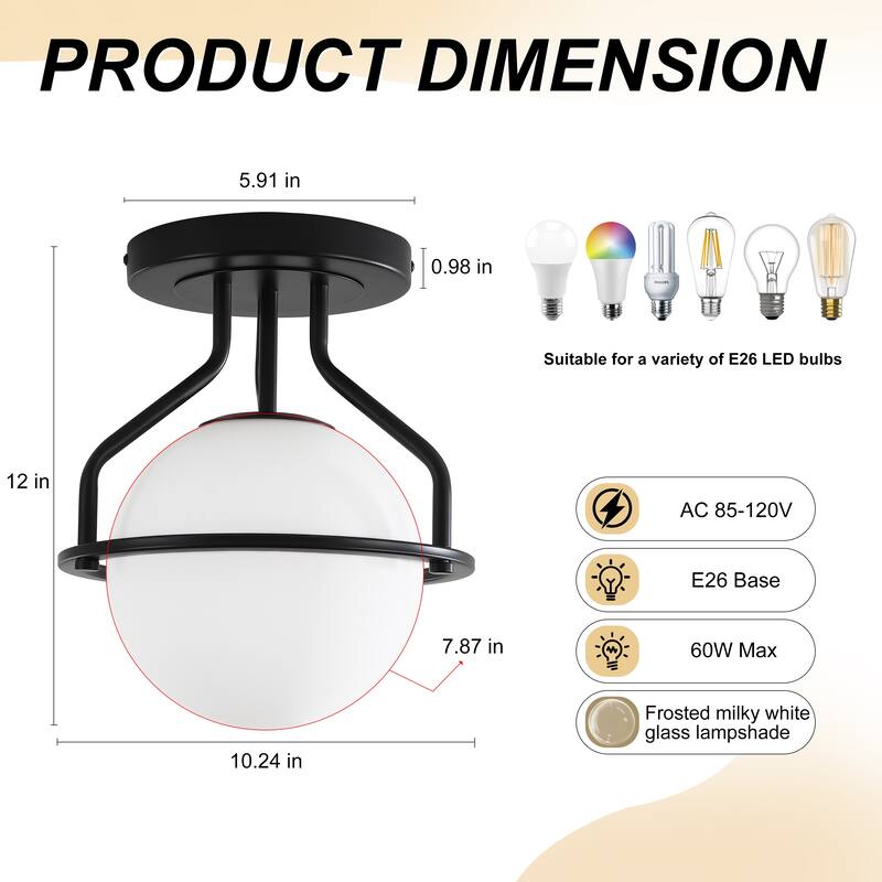 1-Lights Glass Flush Mount