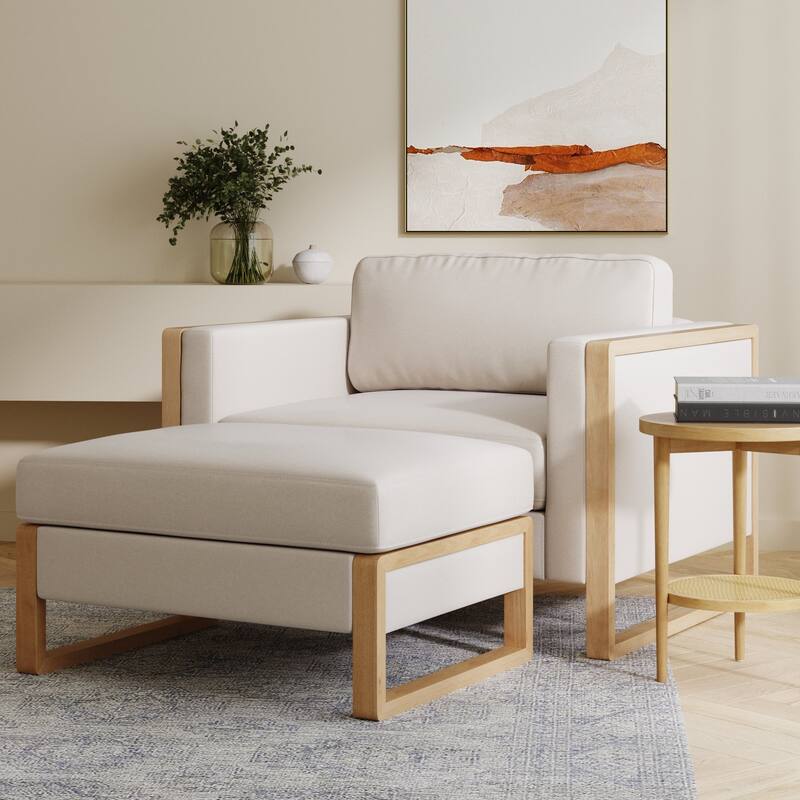 Madison Modern Upholstered Modular Sofa or Couch for Living Room with Solid Wood Legs