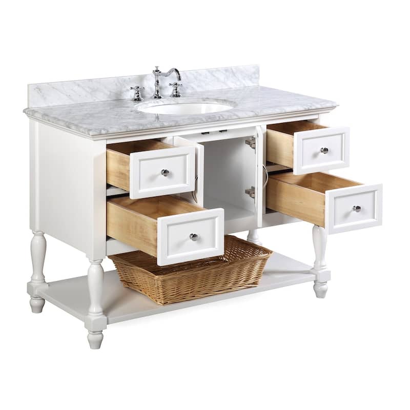 KitchenBathCollection Beverly 48" BathroomVanity w/ Carrara Marble Top