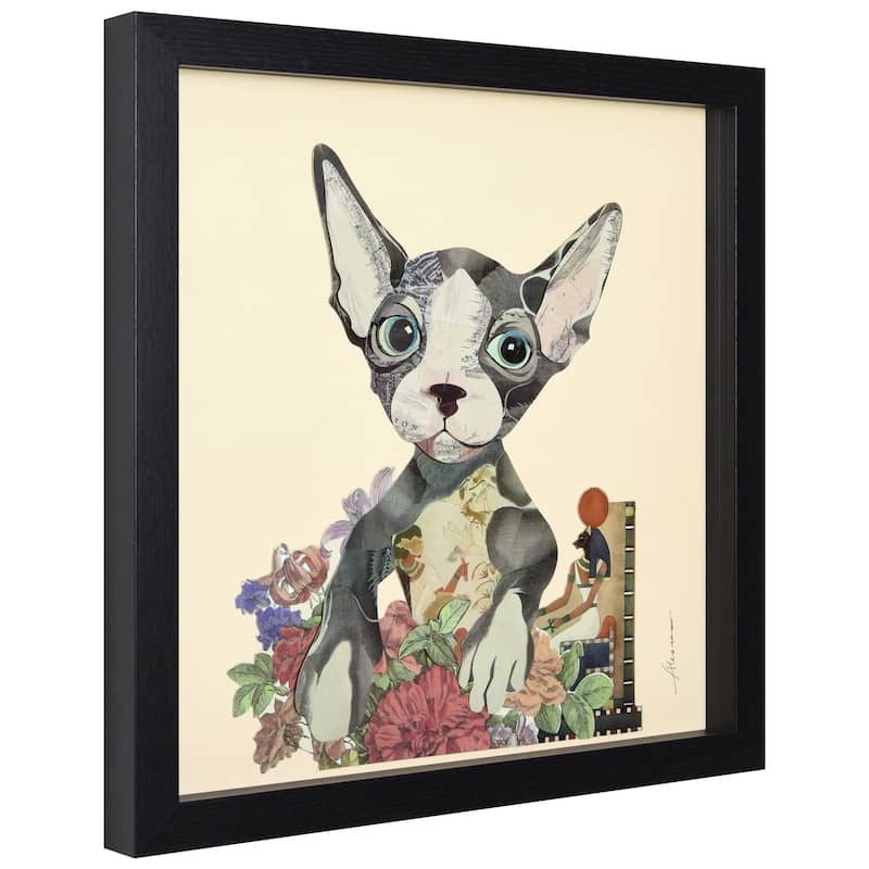 Empire Art "Sphynx" Alex Zeng's dimensional collage, under glass & a black shadow box frame