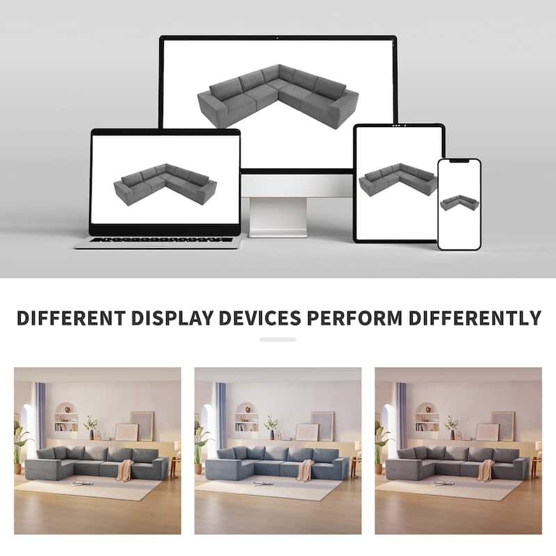 Modular L Shaped Sectional Sofa,Luxury Floor Couch Set,Foam-Filled Sleeper Sofa Bed,Free Combination,Grey
