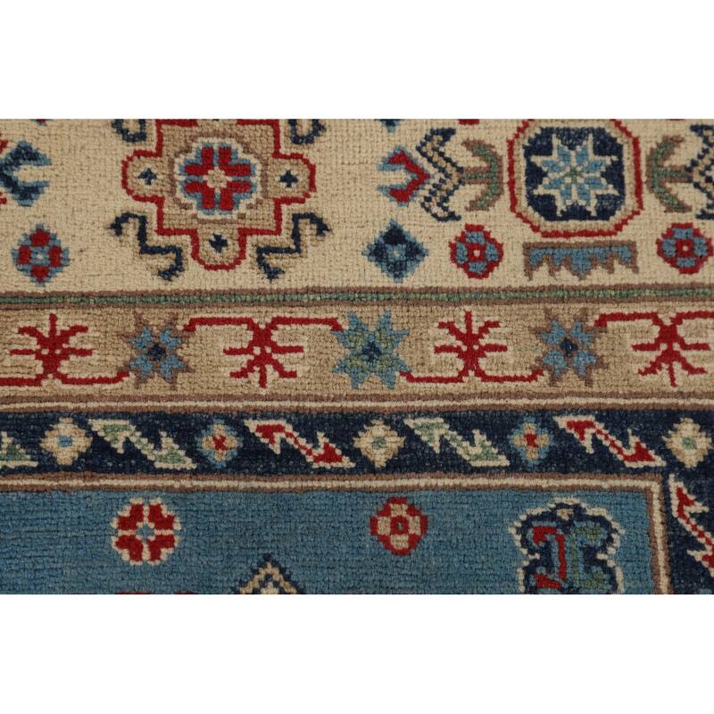 Light Blue Traditional Kazak Area Rug Handmade Wool Carpet - 6'8" x 9'6"