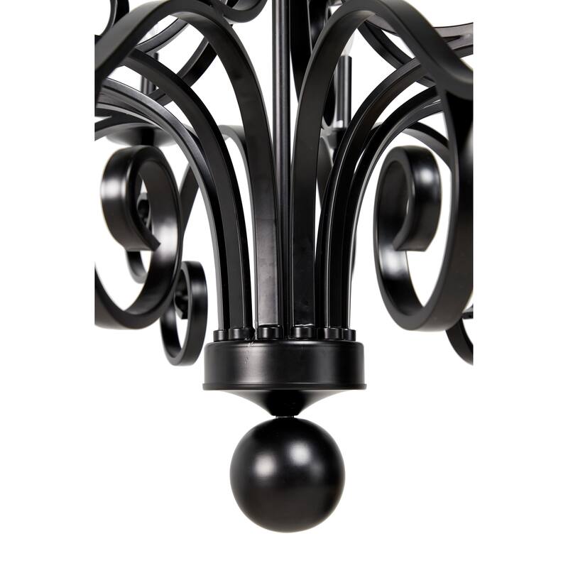 Black Metal Antique Style 18 Light Room Chandelier with Scrolls