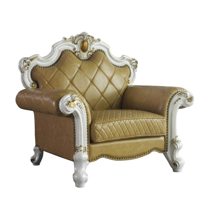 Deveraux Butterscotch and Antique Pearl Diamond Tufting Accent Chair