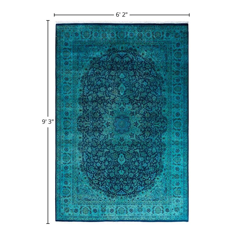 Fine Vibrance One-of-a-Kind Hand-Knotted Area Rug - Blue, 6' 2" x 9' 3" - 6' 2" x 9' 3"