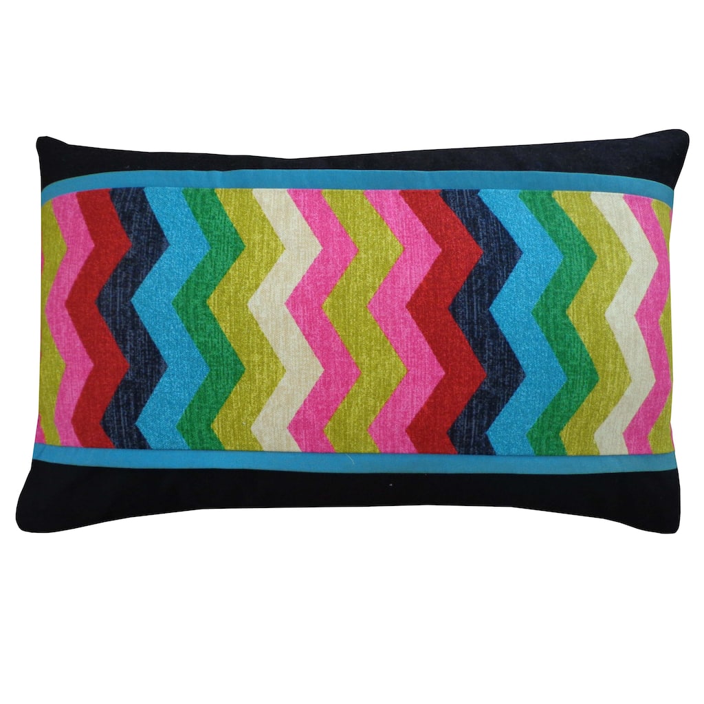 Jiti Indoor Chevron Zig Zag Solid Color Patchwork Rectangle Lumbar Pillows Cushion for Sofa Chair 12 x 20