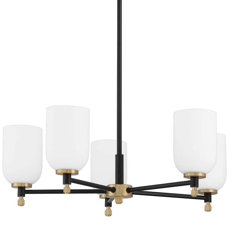Craftmade 60325 Council 5 Light 25" Wide Chandelier - Flat Black / Satin Brass