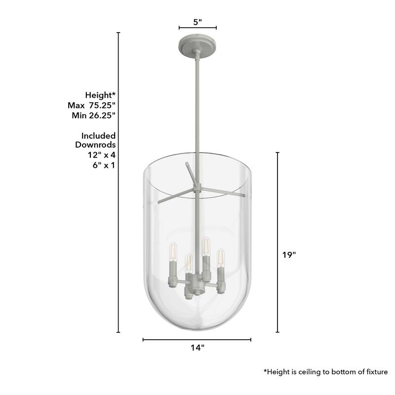Hunter 14" Sacha 4-Light Pendant - Entry, Dining Room, Kitchen Island - Contemporary, Transitional