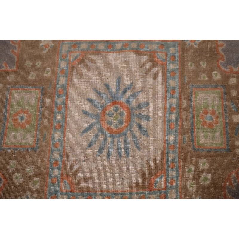 Gray Distressed Tabriz Vintage Persian Rug Hand-Knotted Wool Carpet - 6'7" x 9'8"