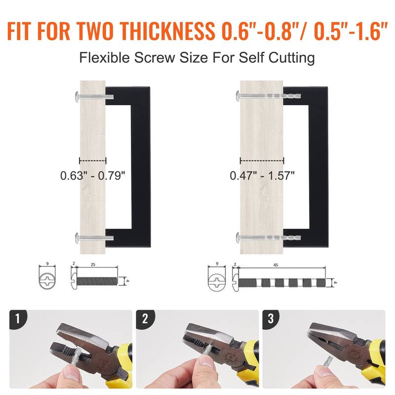 Matte Black Stainless Steel Cabinet Handles 10Pcs, No-Drill Design - 6.69 x 0.47 x 1.38 inches