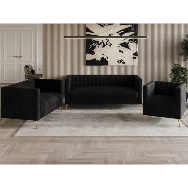 Clayfell Weiss Velvet Square Arm Collection - On Sale - Bed Bath & Beyond