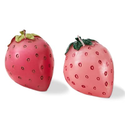 Strawberry Candle - Sculpted Pink Paraffin Wax Candle for Spring & Summer, 2.5hrs Burn Time, 2x2x2 inches