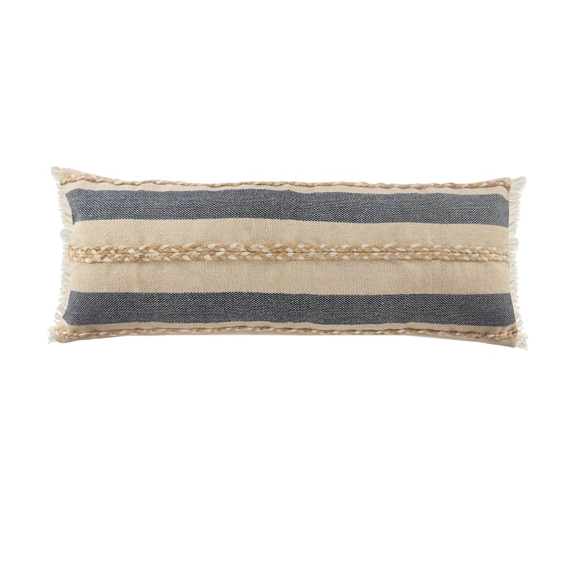 Sevita Atlantis Coastal Striped Throw Pillow with Jute Braiding and Fringe