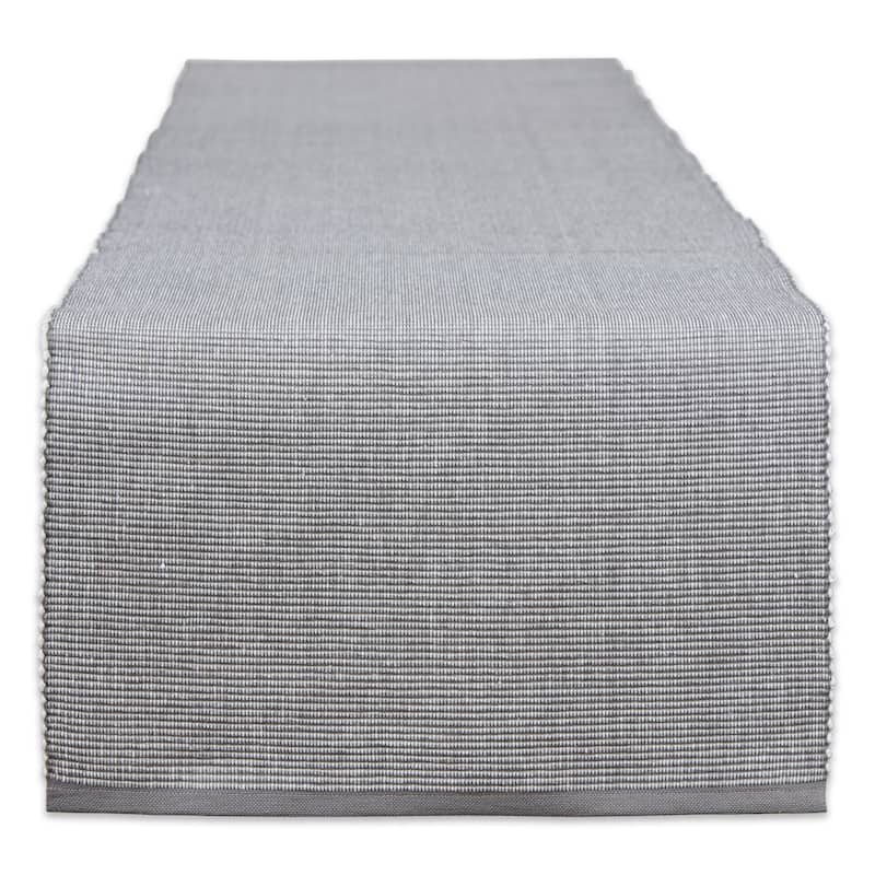 Ribbed Variegated Cotton Table Runner - 72" - Gray