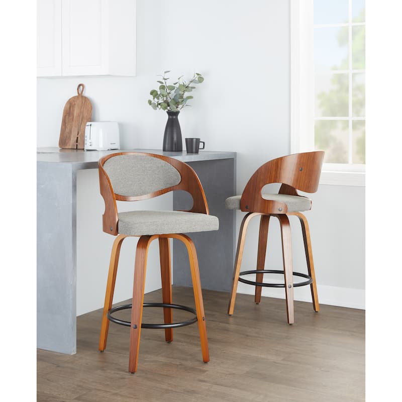 Carson Carrington Visby 26" Fixed-Height Counter Stool with Bent Wood Legs (Set of 2)