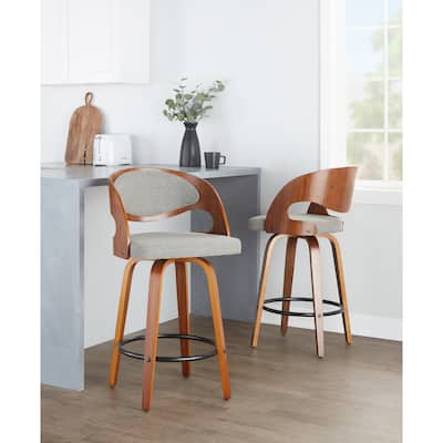 Carson Carrington Visby 26" Fixed-Height Counter Stool with Bent Wood Legs (Set of 2)