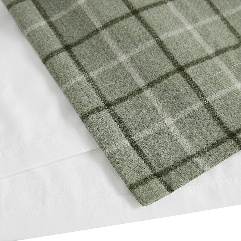 Plaid Rod Pocket and Back Tab Curtain Panel with Fleece Lining